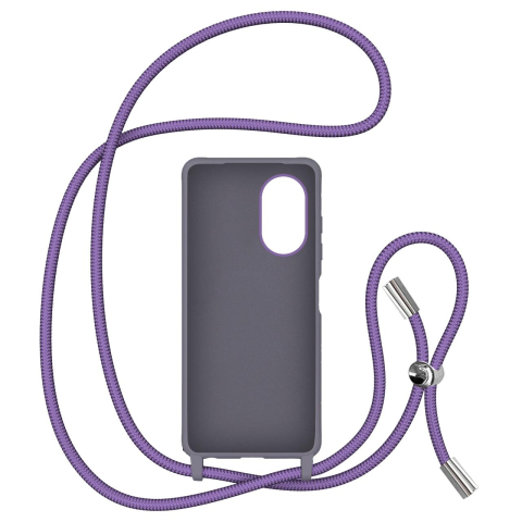 Laptop, Tablete & Telefoane - Lemontti Husa Silicon cu Snur Oppo Reno 8T Mov (protectie 360°, material fin, captusit cu microfibra)