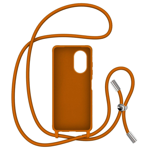Laptop, Tablete & Telefoane - Lemontti Husa Silicon cu Snur Oppo Reno 8T Portocaliu (protectie 360°, material fin, captusit cu microfibra)
