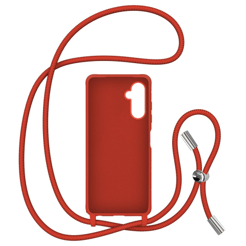 Laptop, Tablete & Telefoane - Lemontti Husa Silicon cu Snur Samsung Galaxy A14 5G Rosu (protectie 360°, material fin, captusit cu microfibra)