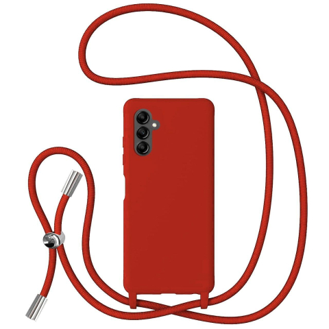 Lemontti Husa Silicon cu Snur Samsung Galaxy A14 5G Rosu (protectie 360°, material fin, captusit cu microfibra) [1]
