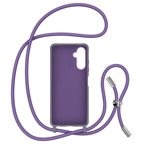 Laptop, Tablete & Telefoane - Lemontti Husa Silicon cu Snur Samsung Galaxy A24 5G Mov (protectie 360°, material fin, captusit cu microfibra)