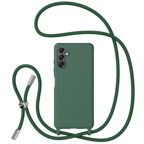Laptop, Tablete & Telefoane - Lemontti Husa Silicon cu Snur Samsung Galaxy A24 5G Verde (protectie 360°, material fin, captusit cu microfibra)