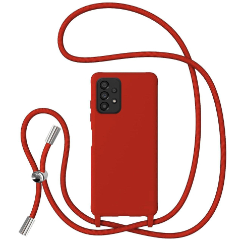 Laptop, Tablete & Telefoane - Lemontti Husa Silicon cu Snur Samsung Galaxy A33 5G Rosu (protectie 360°, material fin, captusit cu microfibra)