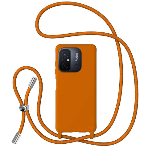 Lemontti Husa Silicon cu Snur Xiaomi Redmi 12C Portocaliu (protectie 360°, material fin, captusit cu microfibra) [1]