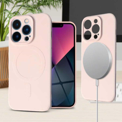 Lemontti Husa Silicon iPhone 15 Pro MagSafe Roz [1]