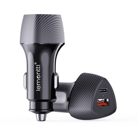 Lemontti Incarcator Auto Super Fast Charge 48W 2 porturi PD Type-C 30W + USB-A QC 3.0 Negru [6]