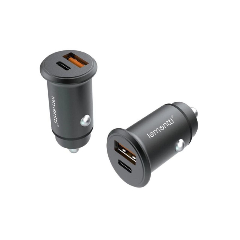 Lemontti Incarcator Auto Super Fast Charge 65W 2 porturi PD Type-C 65W + USB-A QC 3.0 Negru [1]