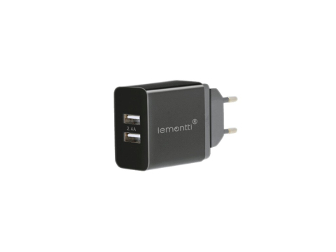 Periferice IT - Lemontti Incarcator Retea 2.4A 2 porturi USB-A Negru