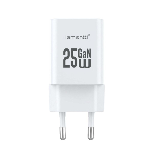 Lemontti Incarcator Retea GaN Dual Port 1x Type-C si 1x USB-A, 25W, EU Plug, Alb [2]