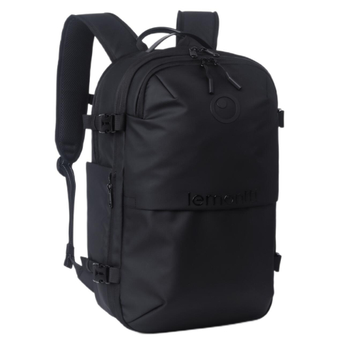 Lemontti Rucsac Smart Premium cu Vacuum si pompa vid 5 capete inclusa, 30-60L pentru cabina avion, impermeabil, doua mufe incarcare USB: USB-A si Type-C, extensie suplimentara, sistem antifurt, Negru [2]
