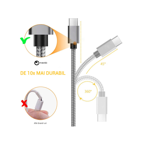 Lemontti Set Cabluri Bending Aluminum USB-A la Type-C 0.5m + 1m [10]
