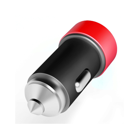Lemontti Set Incarcator Auto 3.1A 2 porturi USB-A si cablu Type-C 1m Negru / Rosu [12]