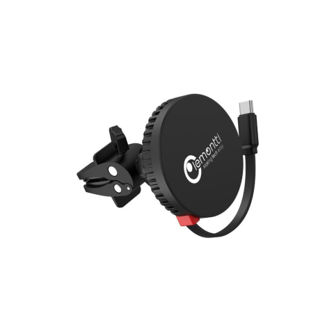 Lemontti Suport Auto MagSafe Magnetic cu Incarcare wireless si cablu retractabil Type-C 1m, prindere ventilatie, Negru [11]