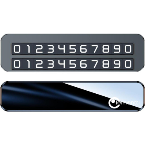Lemontti Suport auto numar telefon parcare, 2 numere telefon schimbabile, aluminiu, cifre magnetice fluorescente, Negru [2]