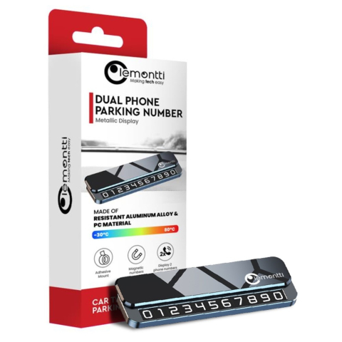 Lemontti Suport auto numar telefon parcare, 2 numere telefon schimbabile, aluminiu, cifre magnetice fluorescente, Negru [8]