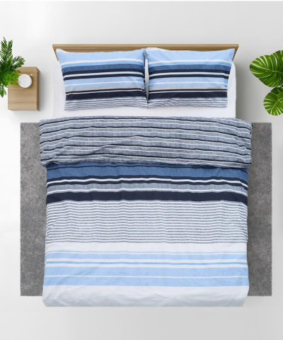 Lenjerie dubla,100% bumbac,4 piese, azul [2]