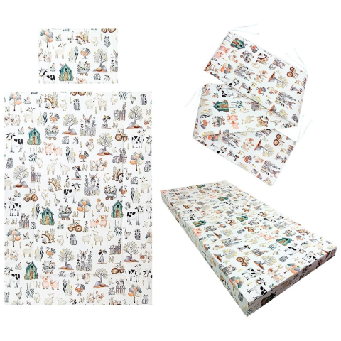 Camera copilului - Lenjerie patut Hubners Fermier 4 piese alb