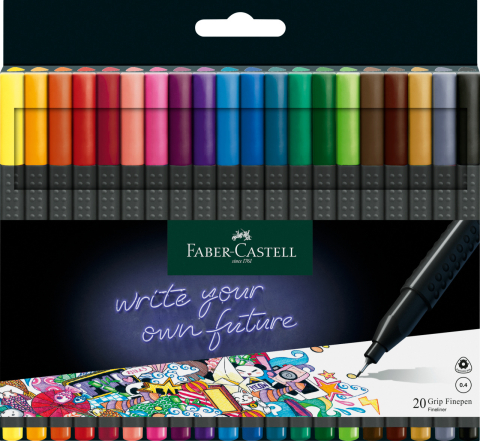 Rechizite Școlare - Liner 0.4mm set 20 grip faber-castell