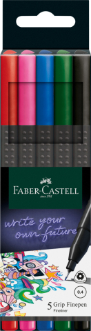 Rechizite Școlare - Liner 0.4mm set 5 buc basic grip faber-castell