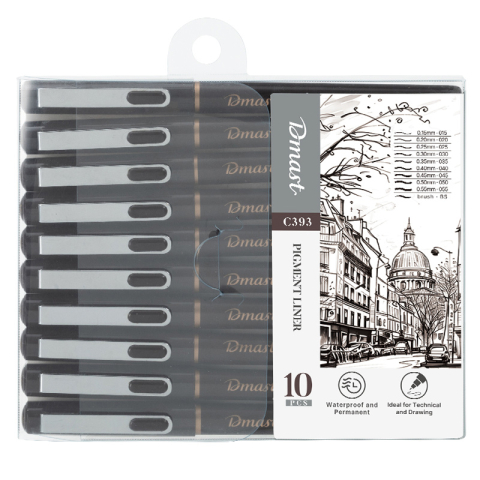 Rechizite Școlare - Liner pigment set 10 buc negru dmast by pebeo