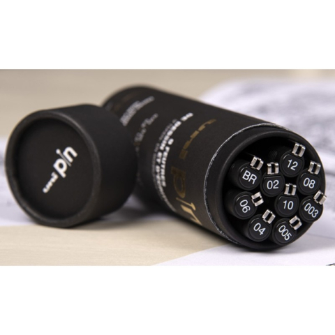 Liner UNI PIN-200, set 9 buc + cutie cadou cilindrica, varfuri diverse, negru [3]