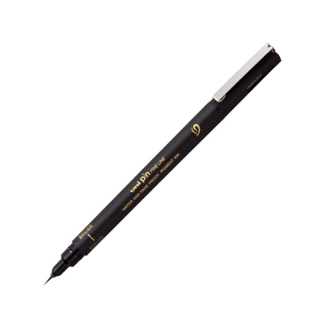 Art & Craft si Artizanat - Liner UNI PINBR-500F, pe baza de apa, varf pensula, extra fin, negru