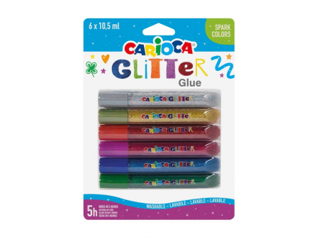 Lipici, Adezivi și Benzi adezive - Set Lipici cu sclipici Carioca Glitter Glue Spark 6 tuburi cu lipici.