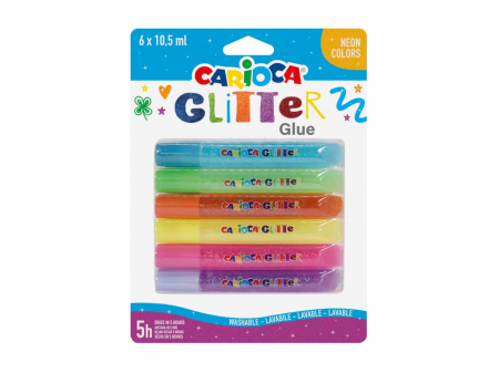 Lipici scolar, Stick, Solid si Lichid - Lipici cu sclipici Fluo 6/set