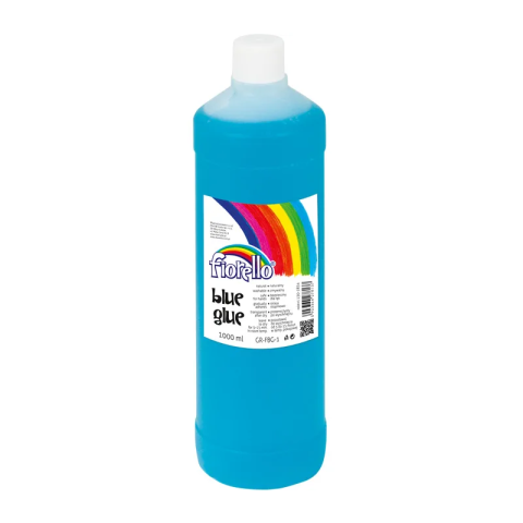 Lipici scolar, Stick, Solid si Lichid - Lipici lichid Fiorello, 1l, hartie si carton, lavabil, albastru-transparent dupa uscare, 130-1834