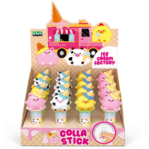 Lipici scolar, Stick, Solid si Lichid - Lipici solid 9 g Ice Cream Factory, 3 modele (16 buc/display) varsta 3 ani+,6 ani+,8 ani+