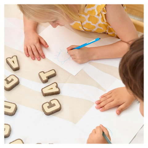 Litere cu aspect de scoarta de copac, 36 piese, Guidecraft, copii varsta 3-10 ani [4]