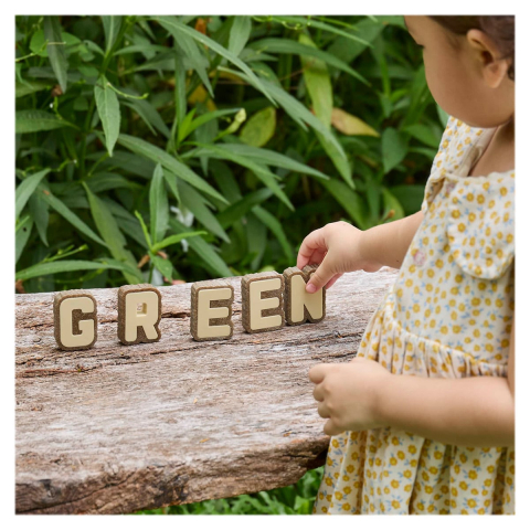 Litere cu aspect de scoarta de copac, 36 piese, Guidecraft, copii varsta 3-10 ani [2]