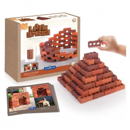 Jucării de stivuit, construit si sortat - Little Bricks 60 de piese, Guidecraft, 3-9 ani