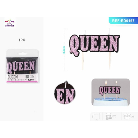 Lumanari aniversare - Lumanari aniversare pentru tort PartyGo Queen, 8.5cm, roz, EA0197