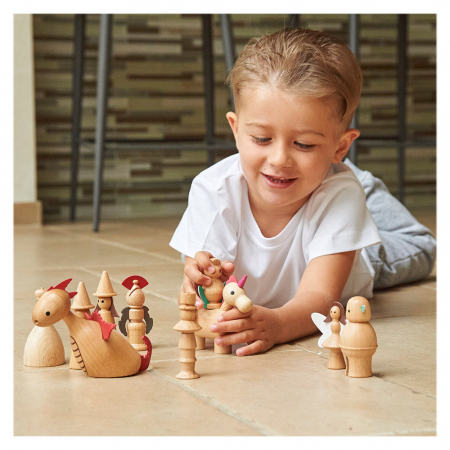 Lumea Basmelor, set 10 figurine din lemn, TickIT, 3-7 ani [2]