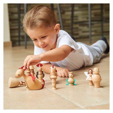 Lumea Basmelor, set 10 figurine din lemn, TickIT, 3-7 ani [1]