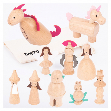 Lumea Basmelor, set 10 figurine din lemn, TickIT, 3-7 ani [4]