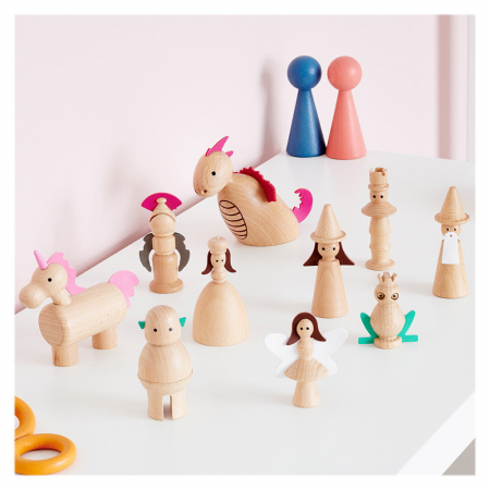 Lumea Basmelor, set 10 figurine din lemn, TickIT, 3-7 ani [3]
