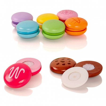Jucării și Jocuri pentru copii - Macarons din lemn, set 8 bucati, 2-5 ani