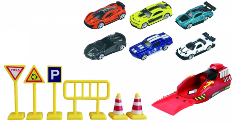 Jucării și Jocuri pentru copii - Macheta die cast, lansator scara 1/64, 7.5cm, diverse modele si culori- albastru, galben, bleu, rosu, negru, alb, argintiu