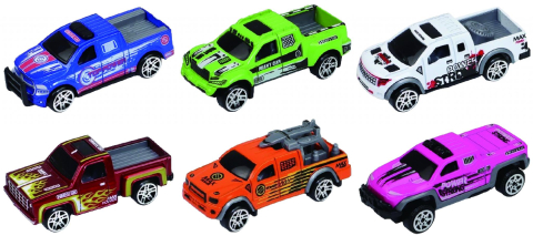 Macheta die cast, set 3 camionete, scara 1/64, 7.5cm, diverse modele si culori- bleu, portocaliu, albastru, turquoise, galben, rosu, roz, verde, turquoise, alb [1]