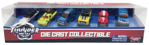 Macheta die cast, set 6 camionete 1/64, 7.5 cm, diverse modele si culori- gri, albastru, rosu, verde, bleu, alb, verde inchis, maro, portocaliu, gri inchis [3]