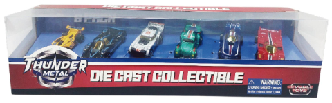 Macheta die cast, set 6 masini curse, scara 1/64, 7.5cm, diverse modele si culori- verde, alb, rosu, bleu, negru, mov, portocaliu, gri, albastru, maro, galben [3]