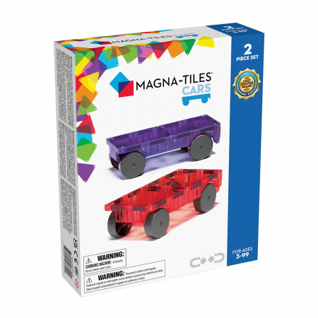 Jucării și Jocuri pentru copii - MAGNA-TILES Extensie, 2 masinute Mov si Rosu, 3-9 ani
