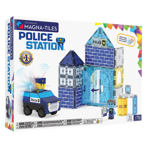 Jucării și Jocuri pentru copii - MAGNA-TILES Police Station, 35 piese, copii varsta 3-9 ani