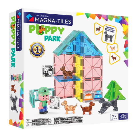 Jucării și Jocuri pentru copii - MAGNA-TILES Puppy Park, 27 piese, copii varsta 3-9 ani