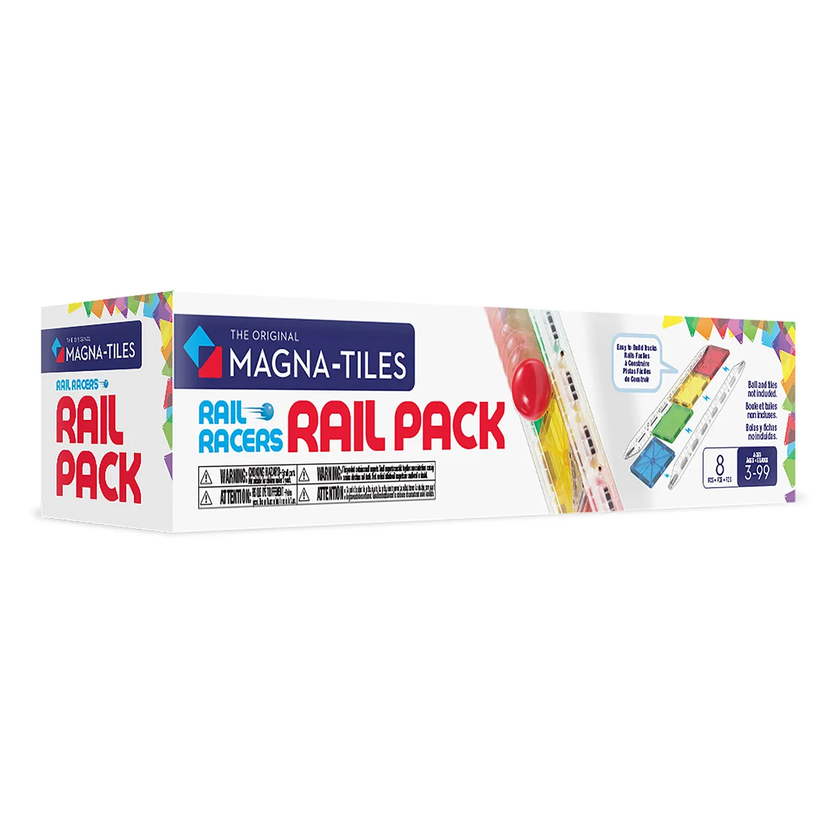 Jucării și Jocuri pentru copii - MAGNA-TILES Rail Racer, extensie șine, 8 piese, varsta 3-9 ani