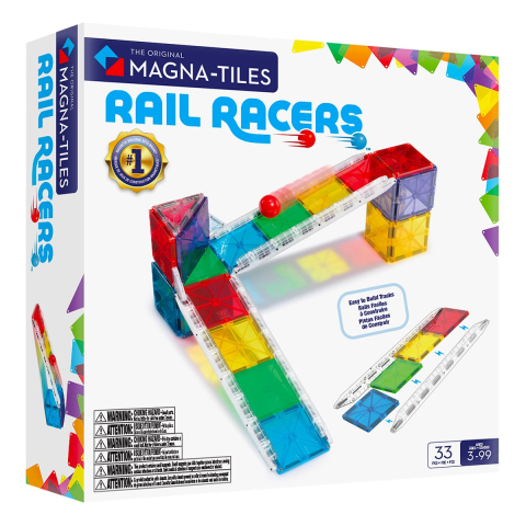 Jucării și Jocuri pentru copii - MAGNA-TILES Rail Racers, 33 piese, copii varsta 3-9 ani