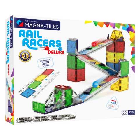 Jucării și Jocuri pentru copii - MAGNA-TILES Rail Racers Deluxe, 90 piese, copii varsta 3-9 ani