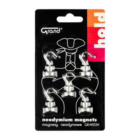 Magneti neodim cu agatatoare Grand GR-N512H, 12mm, set 5 buc [0]